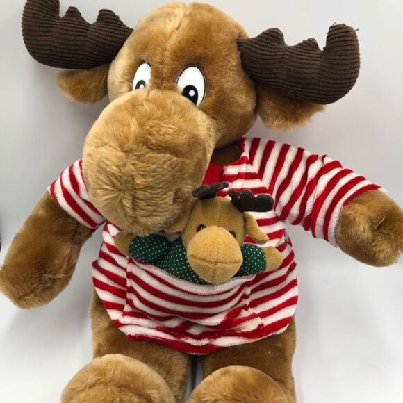 Vintage 1992 Moostletoe and Littletoe Christmas Plush Stuffed Animal Col… - Picture 3 of 9